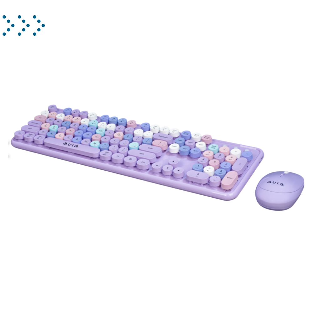 Мембранная клавиатура AULA AC306 Purple-Colorful Количество клавиш: 104, Мультимедия кнопки (совмещенные), Подключение: 2.4 Гц (передатчик входит в комплект), Размеры: 445*136*35 мм, разноцветные клавиши
Беспроводная мышь, 800-1000-1600DPI, кол-во кнопок:
