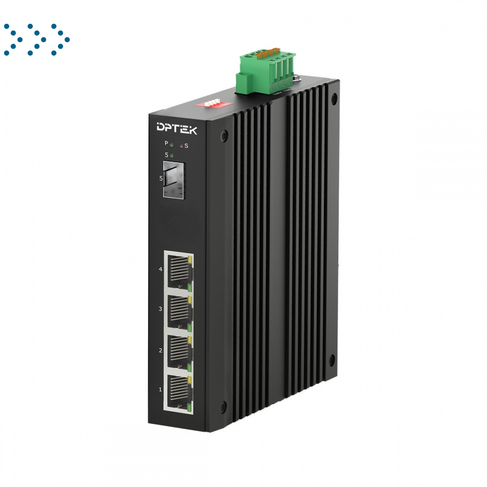 Коммутатор промышленный неуправляемый с РоЕ+: 4*10/100/1000Base-T RJ45 PoE ports and 1*1000Base-X SFP slot, Dual redundant DC44-57V input, Din-rail installation, complies with IEEE802.3af, IEEE802.3at standard. Operation temperature -40°C to 75°C