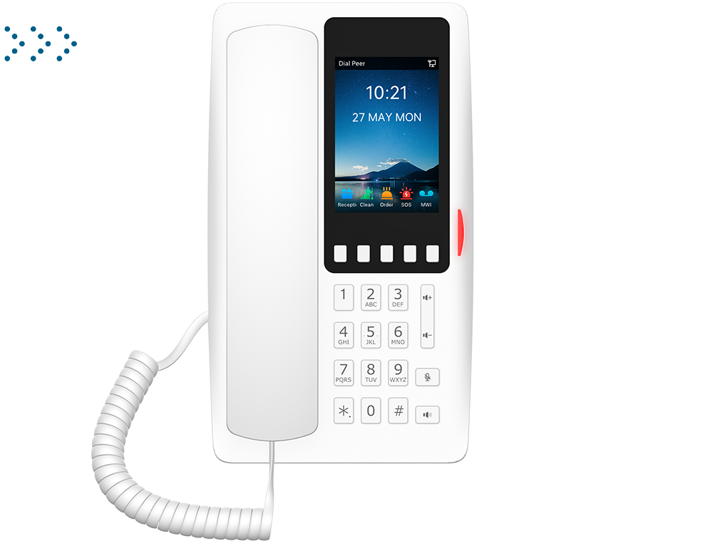IP телефон Fanvil для отелей HD voice
2 SIP Lines                                                                                                                            5 Programmable Keys
1 USB port for charging                                       