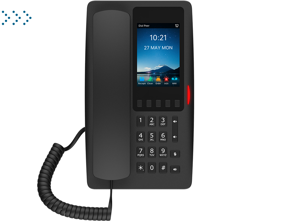 IP телефон Fanvil для отелей HD voice
2 SIP Lines                                                                                                                            5 Programmable Keys
1 USB port for charging                                       