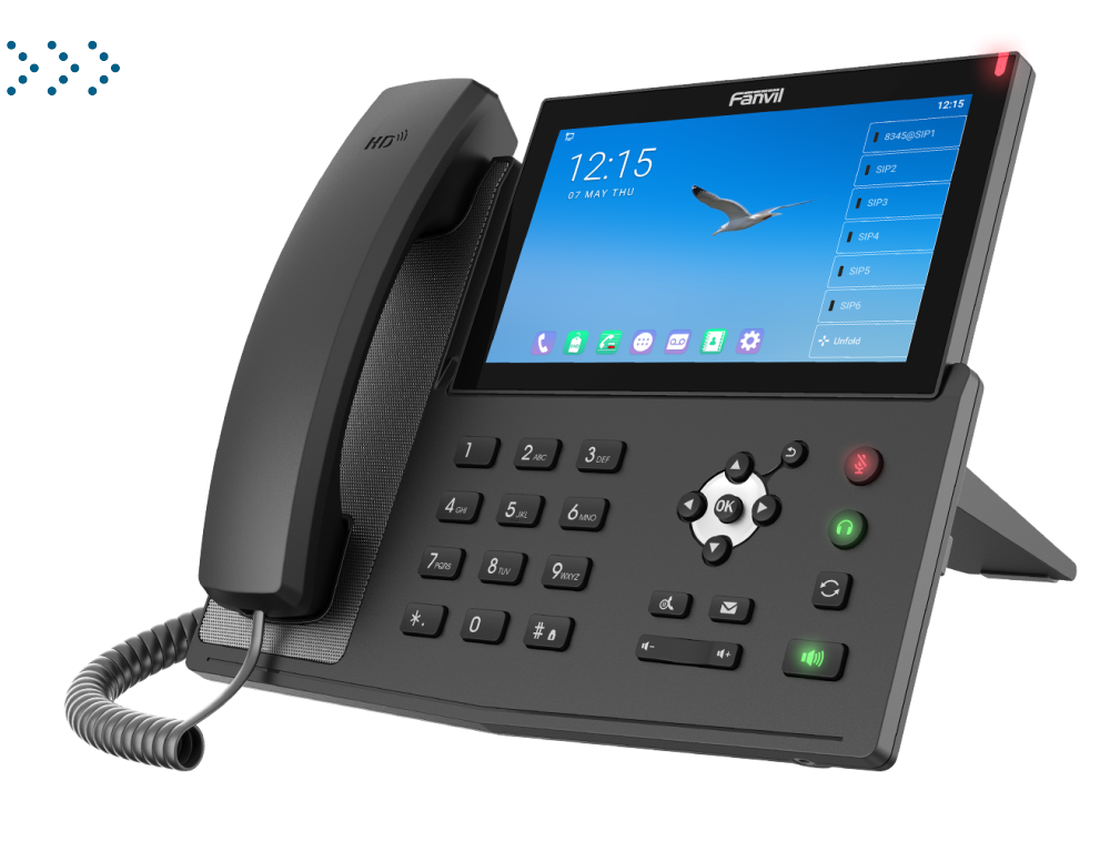 20 линии SIP,  HD аудио, Touch Screen Цветной дисплей 7" (1024х600), Android 9.0, 2 порта Ethernet 10/100/1000 Мбит/с,  Bluetooth 4.2, WiFi 2,4/5 GHz Поддержка H.264 для 3-х сторонней видеоконференции, поддержка видеокамеры СM60, 112 виртуальных клавиш, S