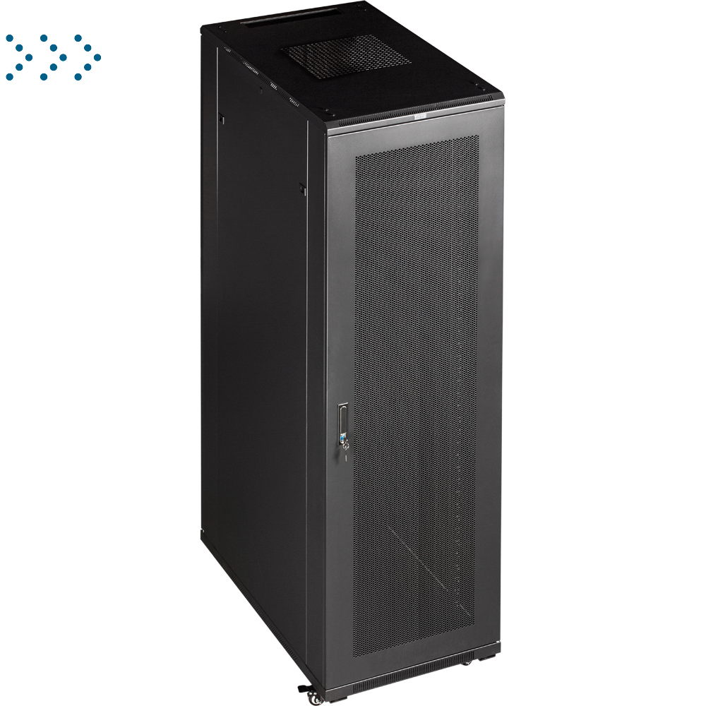 Шкаф 19" Business, 32U 600x800, черный, передняя дв. перфорир., задняя дв. распашная перфорир.