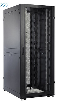 Шкаф серверный ПРОФ напольный 48U (800x1200) дверь перфор., задние двойные перфор., черный, в сборе