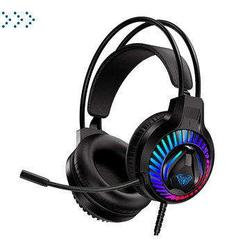 Наушники AULA S605 Подключение: 3,5*2 +  usb, Диаметр динамиков: 50mm, Чувствительность динамиков: 118±3dB, Кабель: 2M, Импенданс: 32±15%Ω, Размеры: 185*98*216 мм, Микрофон: 360° , чувствительность  -40+-2Дб, Многоцветная подсветка RGB, Частотный диапазон