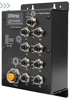 Коммутатор промышленный ORing EN50155 8-port unmanaged PoE Ethernet switch with 8x10/100/500/1000Base-T(X) P.S.E., M12 connector and 2xbypass included, 24VDC power inputs
