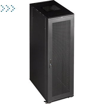 Шкаф TWT 19" серии Business, 42U 600x800, черный, стеклянная входная дверь, двухсекционная металлическая задняя дверь