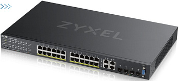 Гибридный L2 коммутатор PoE+ Zyxel NebulaFlex Pro GS2220-28HP, rack 19", 24xGE PoE+, 4xCombo (SFP/RJ-45), бюджет 375 Вт, автономное/облачное управление